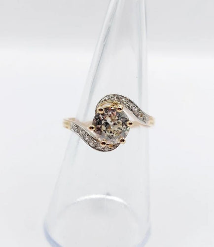 Bague 54.5 Bague tourbillon antique en or 18k et platine, diamants taille ancienne 58 Facettes A06442