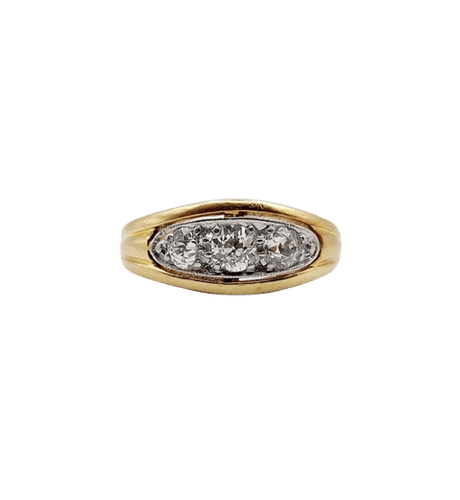 Bague 53 Bague Art déco bombée en or 18k et platine, diamants taille ancienne 58 Facettes A06488