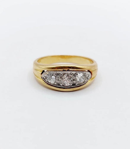 Bague 53 Bague Art déco bombée en or 18k et platine, diamants taille ancienne 58 Facettes A06488