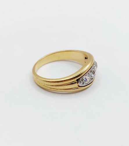 Bague 53 Bague Art déco bombée en or 18k et platine, diamants taille ancienne 58 Facettes A06488