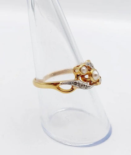 Bague 56 Bague Art nouveau en or 18k à perles et diamants taille rose 58 Facettes A06497