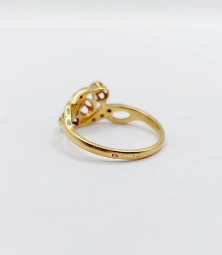 Bague 56 Bague Art nouveau en or 18k à perles et diamants taille rose 58 Facettes A06497