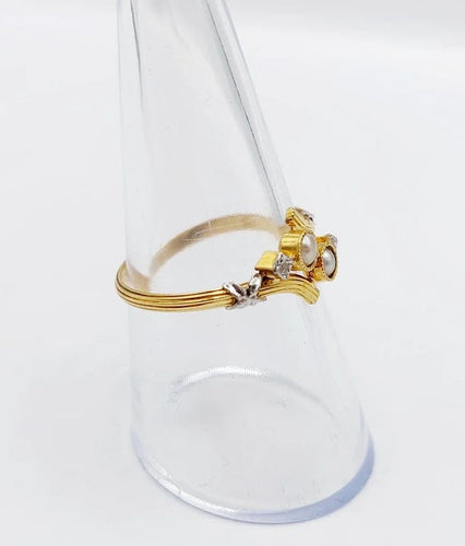 Bague 57.5 Art nouveau - Bague toi et moi en or jaune 18k, perles et diamants 58 Facettes A06498