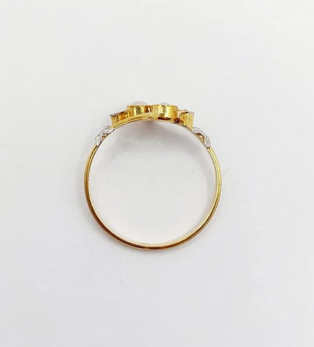 Bague 57.5 Art nouveau - Bague toi et moi en or jaune 18k, perles et diamants 58 Facettes A06498