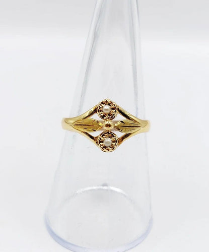 Bague 55.5 Bague toi et moi Art nouveau en or jaune 18k et perles 58 Facettes A06501