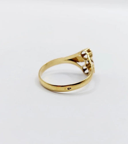 Bague 55.5 Bague toi et moi Art nouveau en or jaune 18k et perles 58 Facettes A06501