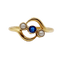 Bague 60 Bague antique en or jaune 18k avec pierre bleue et perles 58 Facettes A06502