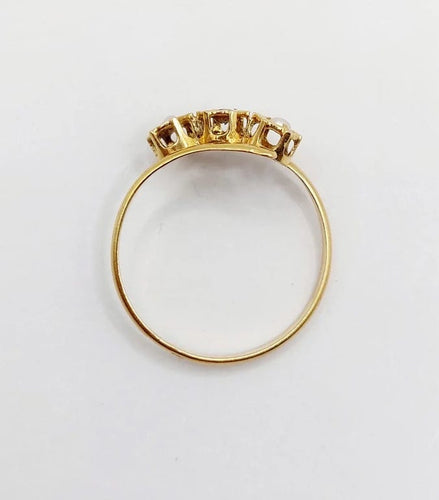 Bague 60 Bague antique en or jaune 18k à pierre bleue et perles 58 Facettes A06503