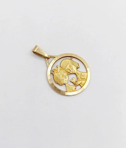 Pendentif Peynet - Pendentif médaille d’amour Les Amoureux en or rose 18k 58 Facettes A06515