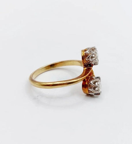 Bague 51 Bague toi et moi victorienne en or rose 18k et diamants taille rose 58 Facettes A06526