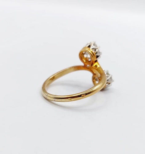 Bague 51 Bague toi et moi victorienne en or rose 18k et diamants taille rose 58 Facettes A06526