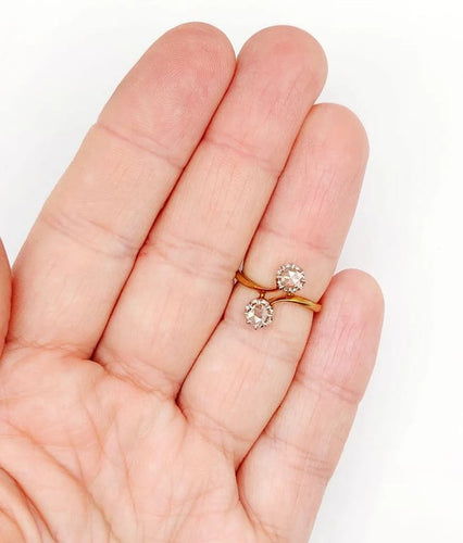Bague 51 Bague toi et moi victorienne en or rose 18k et diamants taille rose 58 Facettes A06526