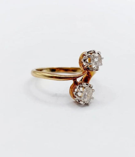 Bague 51 Bague toi et moi victorienne en or rose 18k et diamants taille rose 58 Facettes A06526