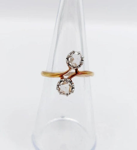 Bague 51 Bague toi et moi victorienne en or rose 18k et diamants taille rose 58 Facettes A06526