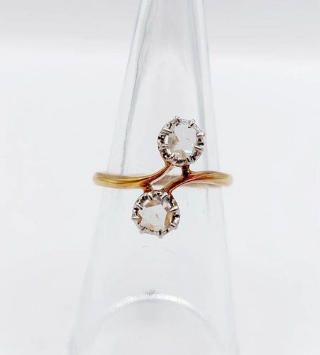 Bague 51 Bague toi et moi victorienne en or rose 18k et diamants taille rose 58 Facettes A06526