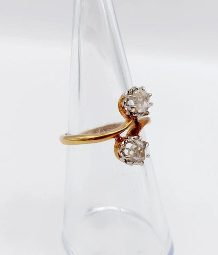 Bague 51 Bague toi et moi victorienne en or rose 18k et diamants taille rose 58 Facettes A06526