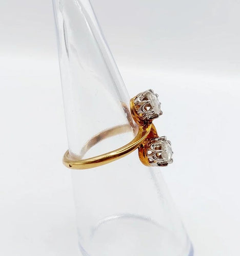 Bague 51 Bague toi et moi victorienne en or rose 18k et diamants taille rose 58 Facettes A06526