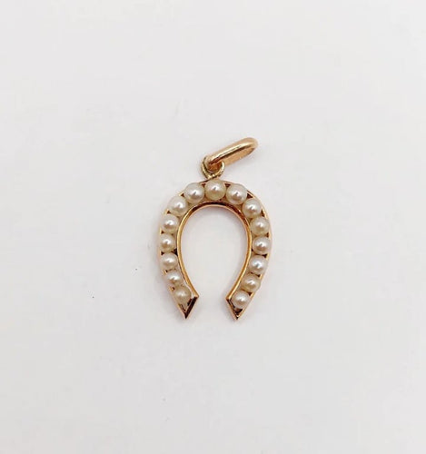 Pendentif Pendentif fer à cheval en or rose 18k et perles 58 Facettes A06579