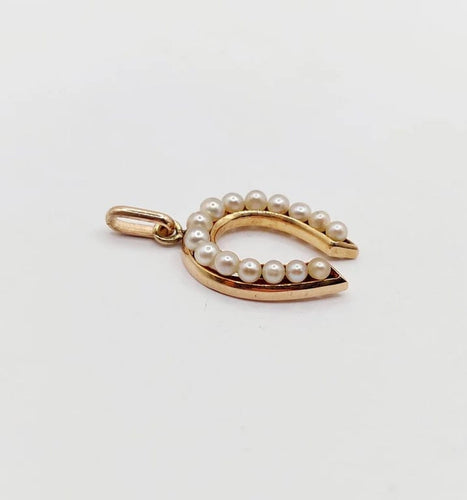 Pendentif Pendentif fer à cheval en or rose 18k et perles 58 Facettes A06579