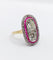 Bague 57 Bague marquise Art déco en or 18k et platine, diamants et rubis 58 Facettes A06578