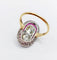 Bague 57 Bague marquise Art déco en or 18k et platine, diamants et rubis 58 Facettes A06578
