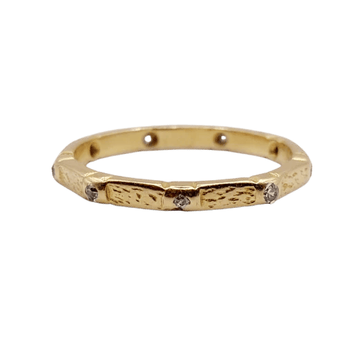 Bague 51.5 Bague alliance américaine Art déco en or 18k et diamants taille ancienne 58 Facettes A06537