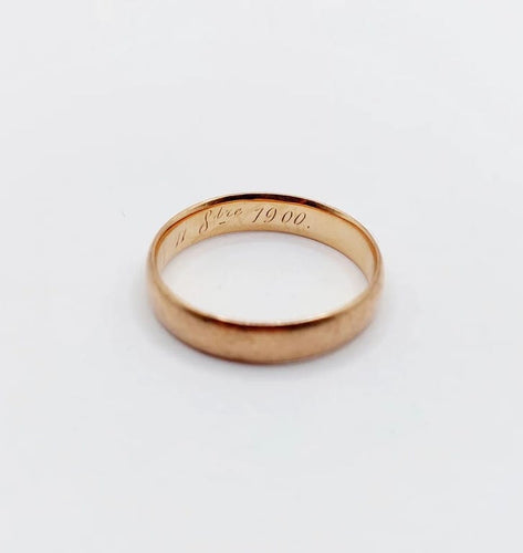 Bague 52 Bague alliance gravée en or rose 18k (vers 1900) 58 Facettes A06566