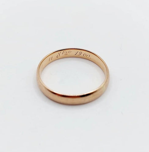 Bague 59 Bague alliance antique gravée en or rose 18k (circa 1900) 58 Facettes A06565