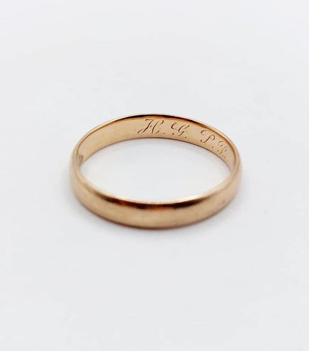 Bague 59 Bague alliance antique gravée en or rose 18k (circa 1900) 58 Facettes A06565