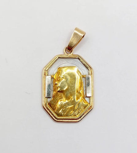 Pendentif Émile Dropsy - Médaille religieuse Art déco en or rose 18k et nacre 58 Facettes A06572