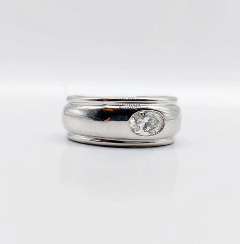 Bague 51 Boucheron Axelle - Bague bombée en or blanc 18k et diamant 0,40 ct 58 Facettes A06571