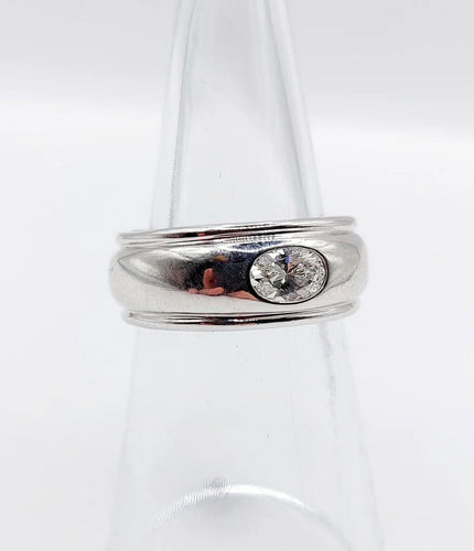 Bague 51 Boucheron Axelle - Bague bombée en or blanc 18k et diamant 0,40 ct 58 Facettes A06571