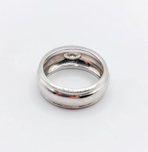 Bague 51 Boucheron Axelle - Bague bombée en or blanc 18k et diamant 0,40 ct 58 Facettes A06571