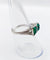 Bague 52.5 Art déco - Bague tank nœud en or blanc 18k, platine, diamants et pierres vertes 58 Facettes A06581