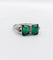Bague 52.5 Art déco - Bague tank nœud en or blanc 18k, platine, diamants et pierres vertes 58 Facettes A06581