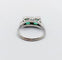 Bague 52.5 Art déco - Bague tank nœud en or blanc 18k, platine, diamants et pierres vertes 58 Facettes A06581