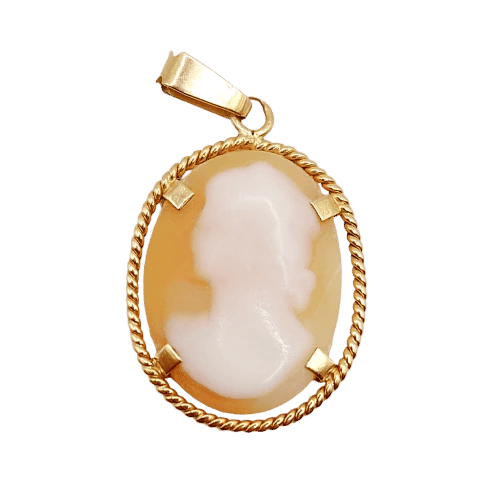 Pendentif Pendentif Art déco vintage en or 18k avec camée coquille 58 Facettes A06601