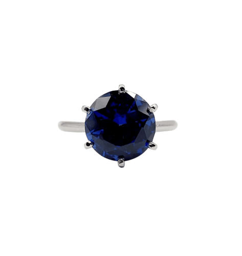 Bague 53.5 Art déco - Bague solitaire en platine et saphir synthétique 4,50 ct 58 Facettes A04624