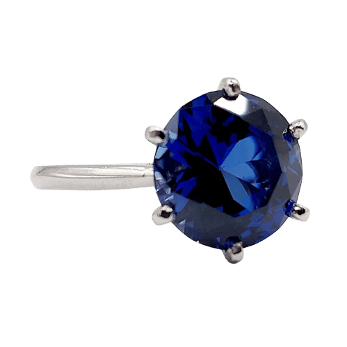 Bague 53.5 Art déco - Bague solitaire en platine et saphir synthétique 4,50 ct 58 Facettes A04624