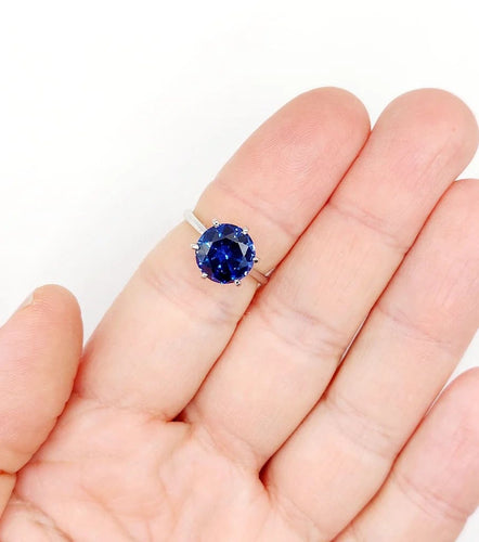 Bague 53.5 Art déco - Bague solitaire en platine et saphir synthétique 4,50 ct 58 Facettes A04624
