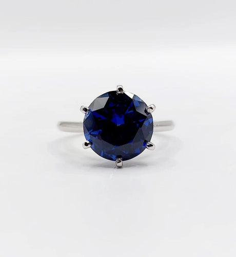 Bague 53.5 Art déco - Bague solitaire en platine et saphir synthétique 4,50 ct 58 Facettes A04624