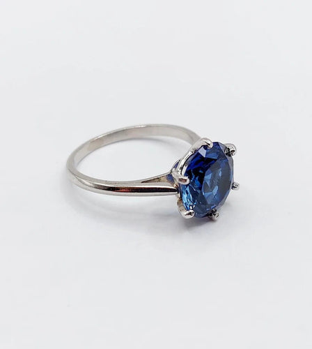 Bague 53.5 Art déco - Bague solitaire en platine et saphir synthétique 4,50 ct 58 Facettes A04624