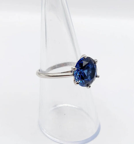Bague 53.5 Art déco - Bague solitaire en platine et saphir synthétique 4,50 ct 58 Facettes A04624