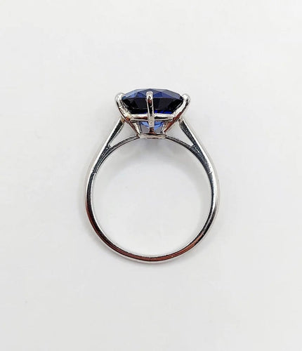 Bague 53.5 Art déco - Bague solitaire en platine et saphir synthétique 4,50 ct 58 Facettes A04624