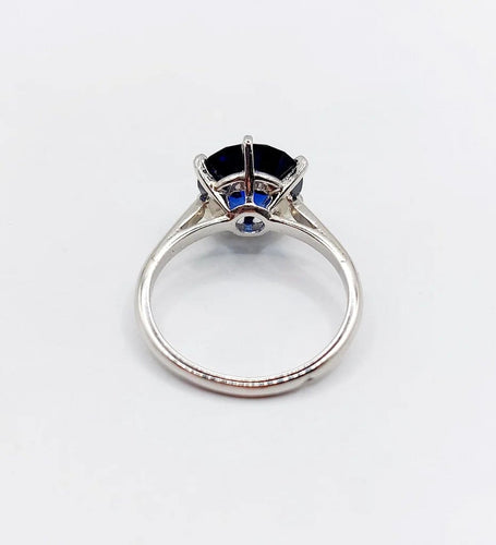 Bague 53.5 Art déco - Bague solitaire en platine et saphir synthétique 4,50 ct 58 Facettes A04624