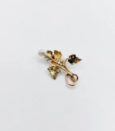 Pendentif Pendentif victorien fleur en or rose et jaune 18k et perles 58 Facettes A02325