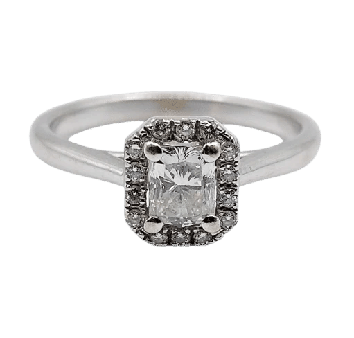 Bague 51 Bague solitaire vintage en or blanc 18k avec diamants 58 Facettes A06627