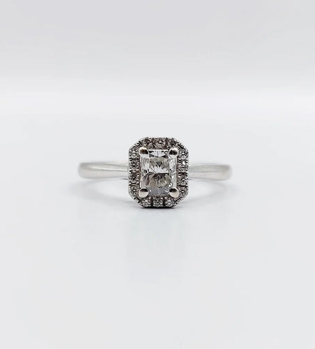 Bague 51 Bague solitaire vintage en or blanc 18k avec diamants 58 Facettes A06627
