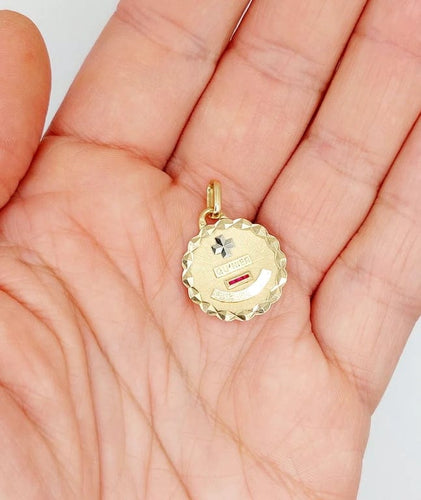 Pendentif Augis - Pendentif médaille d’amour 19 mm en or rose 18K et rubis 58 Facettes A06664