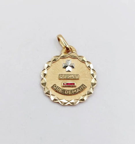 Pendentif Augis - Pendentif médaille d’amour 19 mm en or rose 18K et rubis 58 Facettes A06664